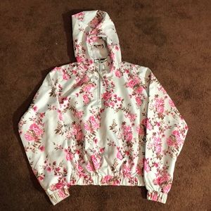 Floral forever 21 satin puffer hoody